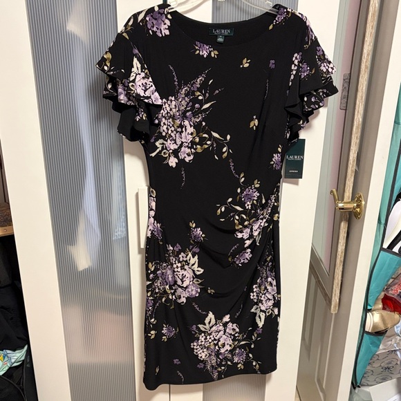 Lauren Ralph Lauren Dresses & Skirts - New with Tags Lauren Ralph Lauren Black Purple Floral Dress Stretchy Size 10